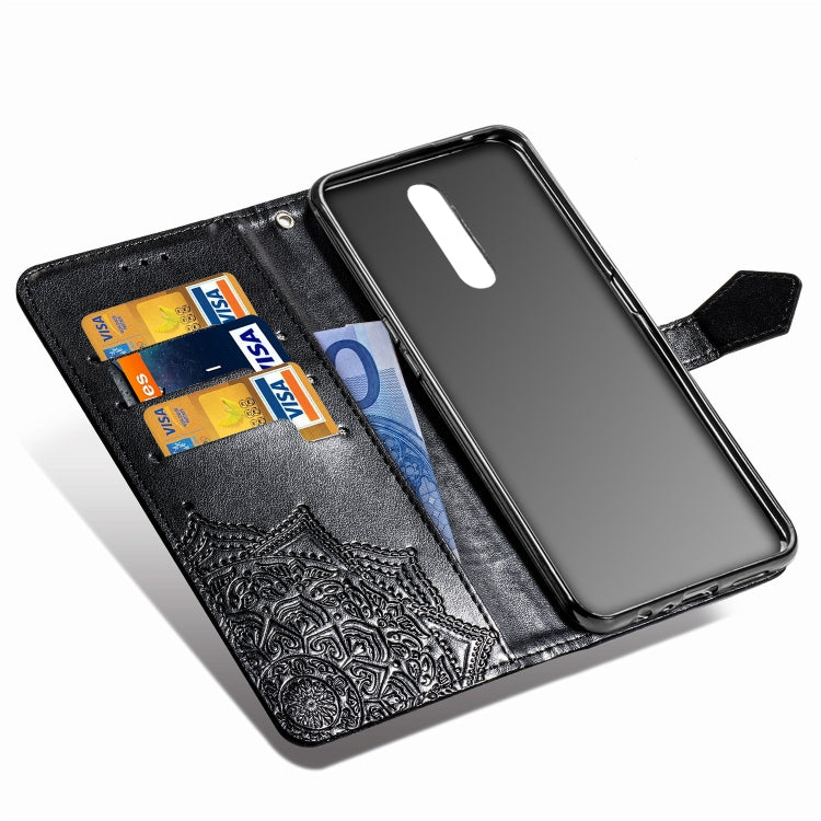 For OPPO F11 Pro Embossed Mandala Pattern PC + TPU Horizontal Flip Leather Case with Holder & Card Slots