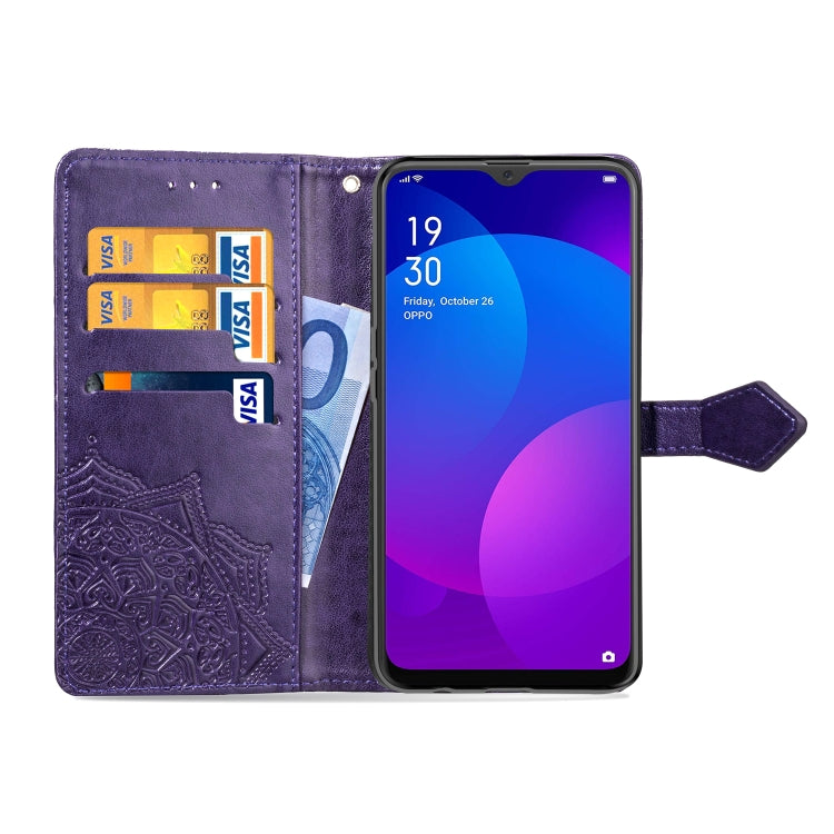 For OPPO F11 Embossed Mandala Pattern PC + TPU Horizontal Flip Leather Case with Holder & Card Slots
