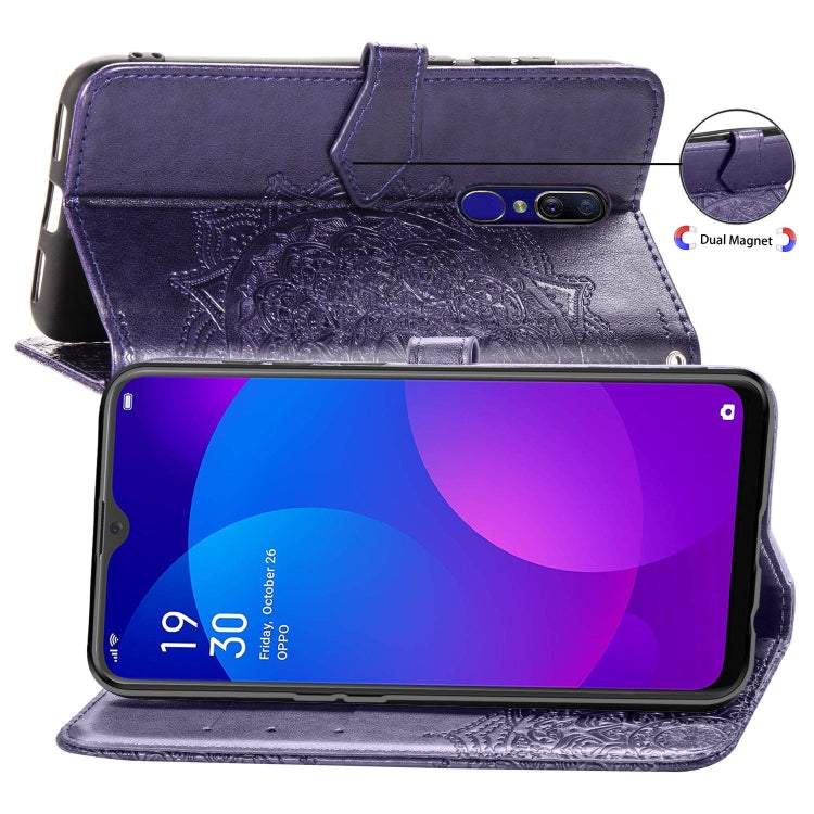 For OPPO F11 Embossed Mandala Pattern PC + TPU Horizontal Flip Leather Case with Holder & Card Slots