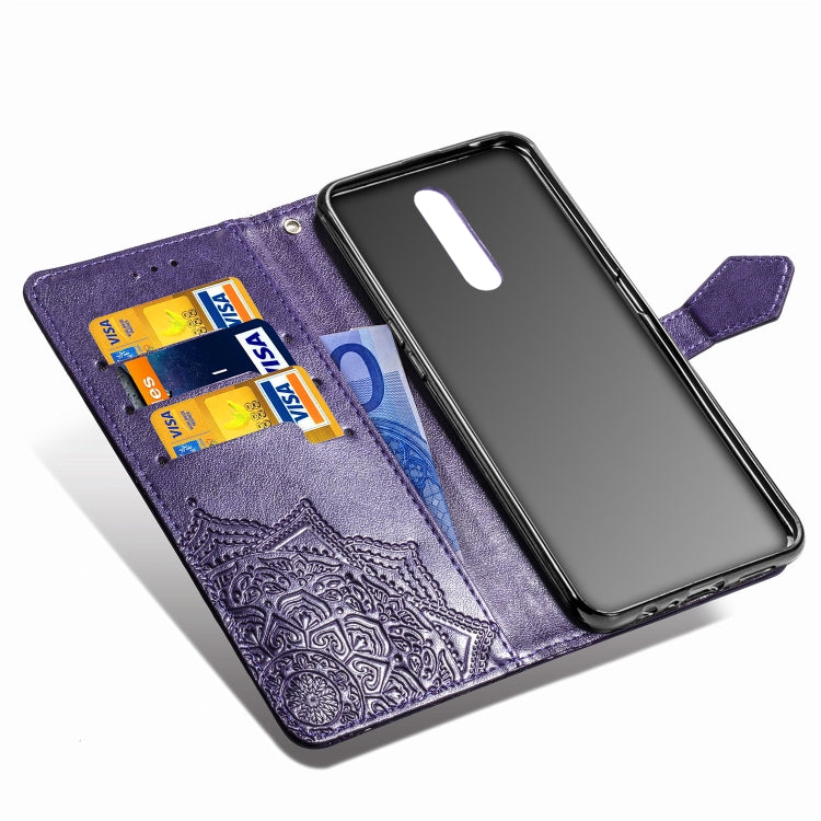 For OPPO F11 Embossed Mandala Pattern PC + TPU Horizontal Flip Leather Case with Holder & Card Slots