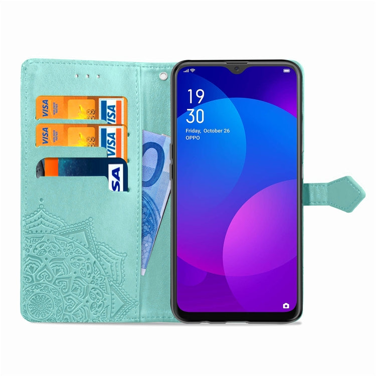For OPPO F11 Embossed Mandala Pattern PC + TPU Horizontal Flip Leather Case with Holder & Card Slots