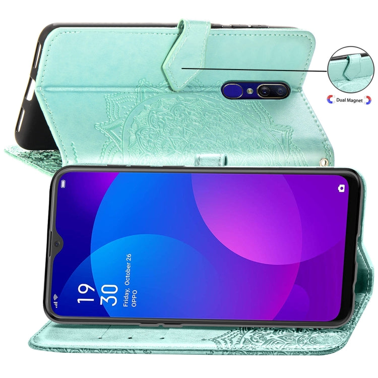 For OPPO F11 Embossed Mandala Pattern PC + TPU Horizontal Flip Leather Case with Holder & Card Slots