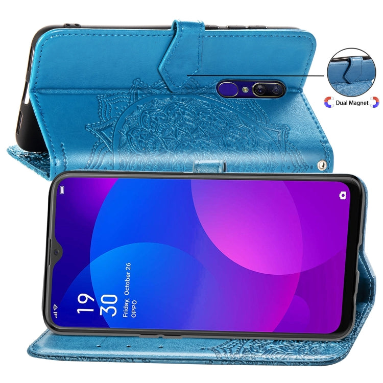 For OPPO F11 Embossed Mandala Pattern PC + TPU Horizontal Flip Leather Case with Holder & Card Slots