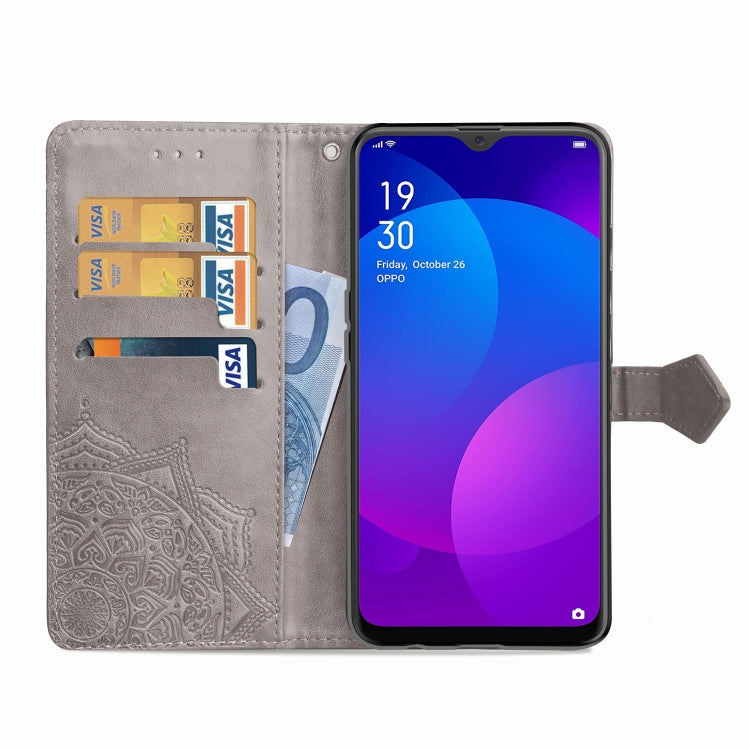 For OPPO F11 Embossed Mandala Pattern PC + TPU Horizontal Flip Leather Case with Holder & Card Slots