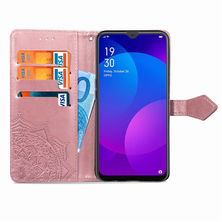 For OPPO F11 Embossed Mandala Pattern PC + TPU Horizontal Flip Leather Case with Holder & Card Slots