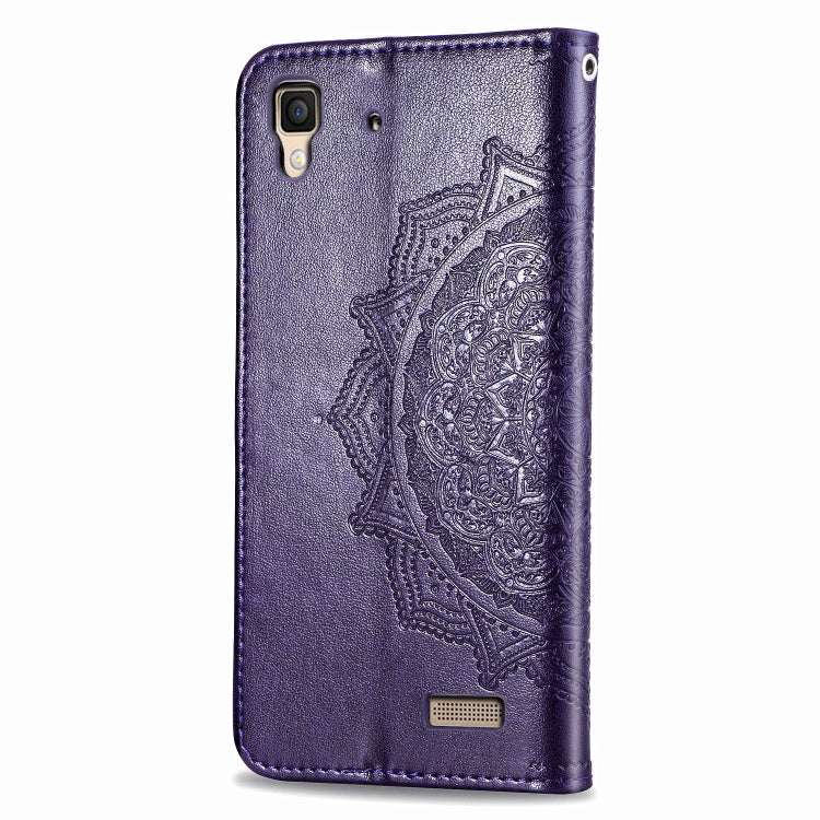 For OPPO R7 Embossed Mandala Pattern PC + TPU Horizontal Flip Leather Case with Holder & Card Slots