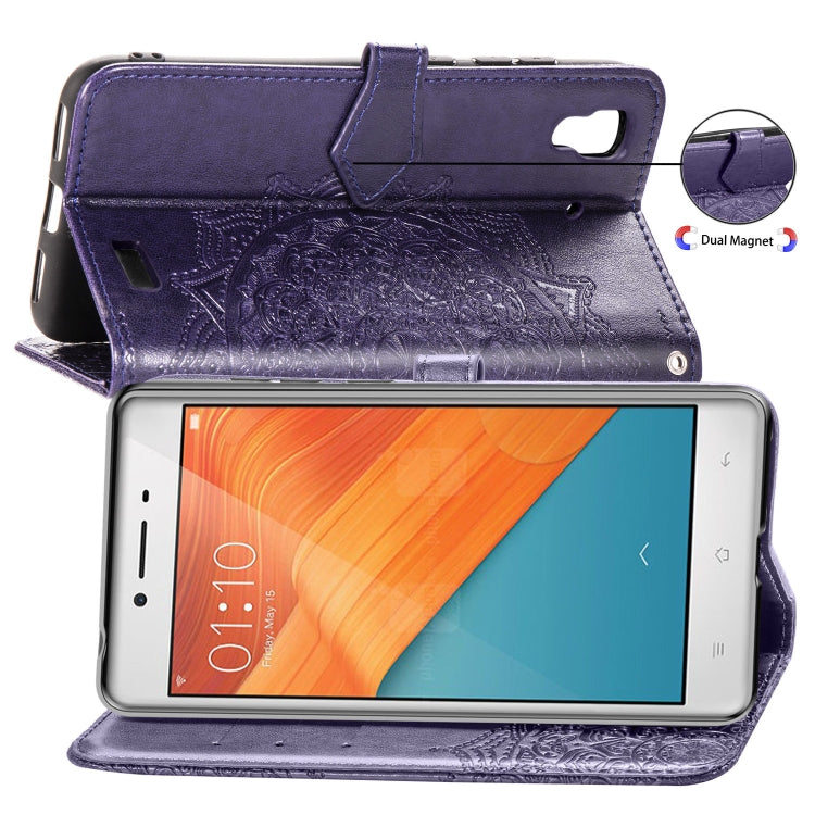 For OPPO R7 Embossed Mandala Pattern PC + TPU Horizontal Flip Leather Case with Holder & Card Slots