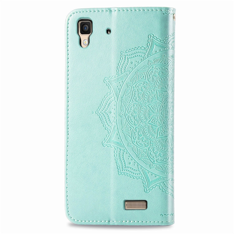 For OPPO R7 Embossed Mandala Pattern PC + TPU Horizontal Flip Leather Case with Holder & Card Slots