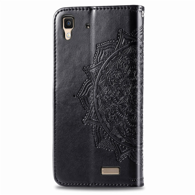 For OPPO R7 Embossed Mandala Pattern PC + TPU Horizontal Flip Leather Case with Holder & Card Slots