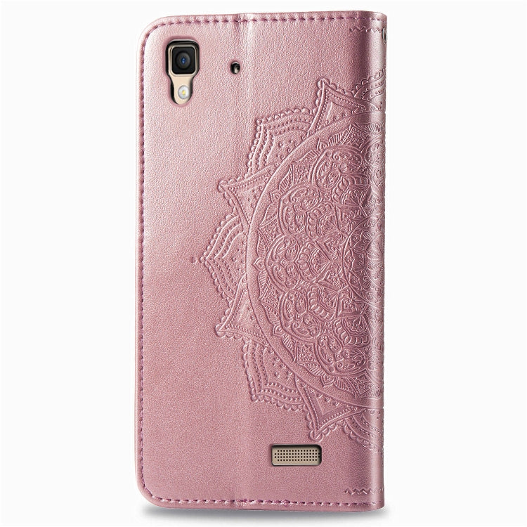 For OPPO R7 Embossed Mandala Pattern PC + TPU Horizontal Flip Leather Case with Holder & Card Slots