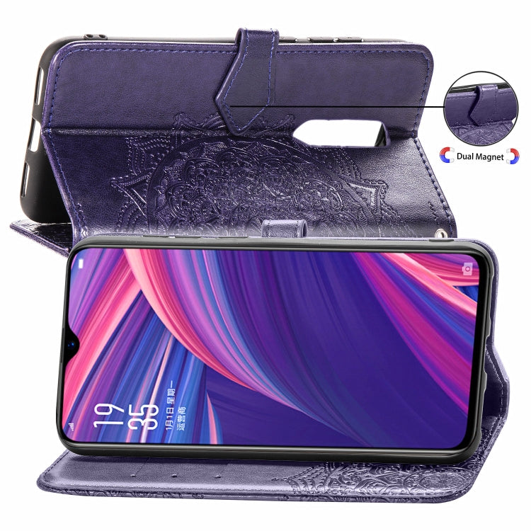 For OPPO R17 Pro Embossed Mandala Pattern PC + TPU Horizontal Flip Leather Case with Holder & Card Slots