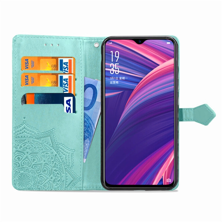 For OPPO R17 Pro Embossed Mandala Pattern PC + TPU Horizontal Flip Leather Case with Holder & Card Slots