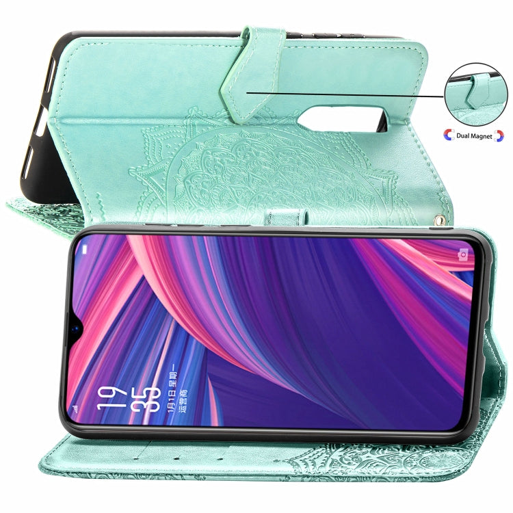 For OPPO R17 Pro Embossed Mandala Pattern PC + TPU Horizontal Flip Leather Case with Holder & Card Slots