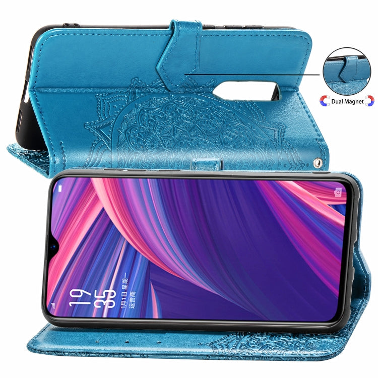 For OPPO R17 Pro Embossed Mandala Pattern PC + TPU Horizontal Flip Leather Case with Holder & Card Slots