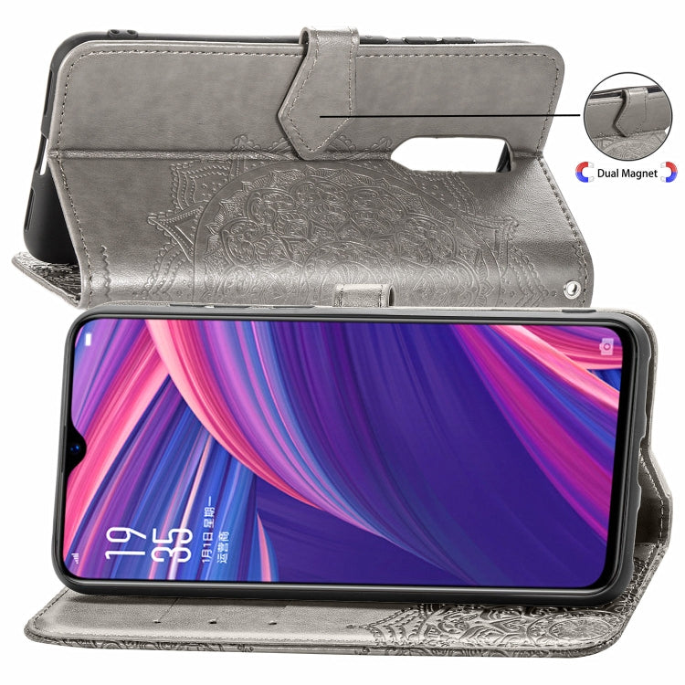 For OPPO R17 Pro Embossed Mandala Pattern PC + TPU Horizontal Flip Leather Case with Holder & Card Slots