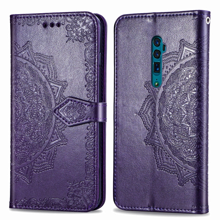 For OPPO Reno 10X Zoom Embossed Mandala Pattern PC + TPU Horizontal Flip Leather Case with Holder & Card Slots