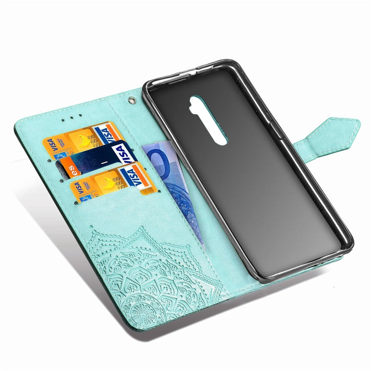 For OPPO Reno 10X Zoom Embossed Mandala Pattern PC + TPU Horizontal Flip Leather Case with Holder & Card Slots