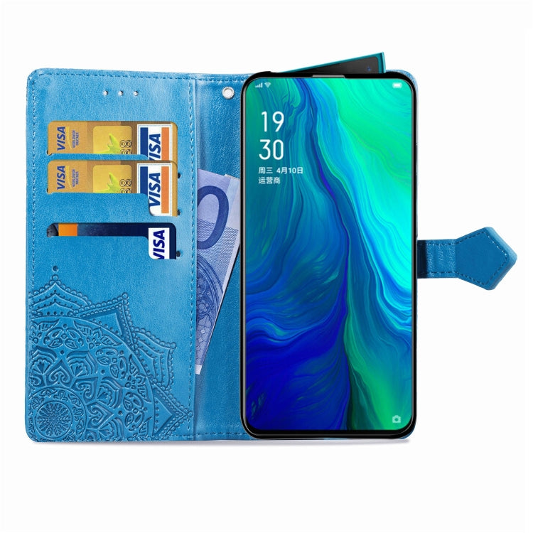For OPPO Reno 10X Zoom Embossed Mandala Pattern PC + TPU Horizontal Flip Leather Case with Holder & Card Slots