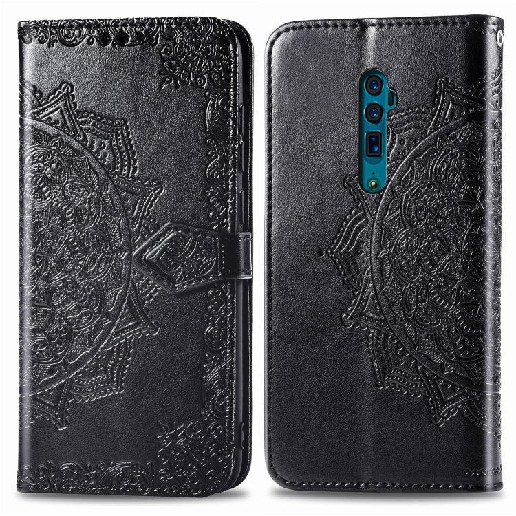 For OPPO Reno 10X Zoom Embossed Mandala Pattern PC + TPU Horizontal Flip Leather Case with Holder & Card Slots