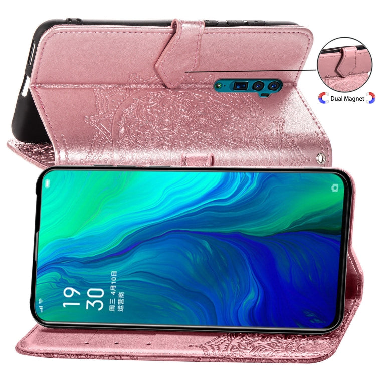 For OPPO Reno 10X Zoom Embossed Mandala Pattern PC + TPU Horizontal Flip Leather Case with Holder & Card Slots