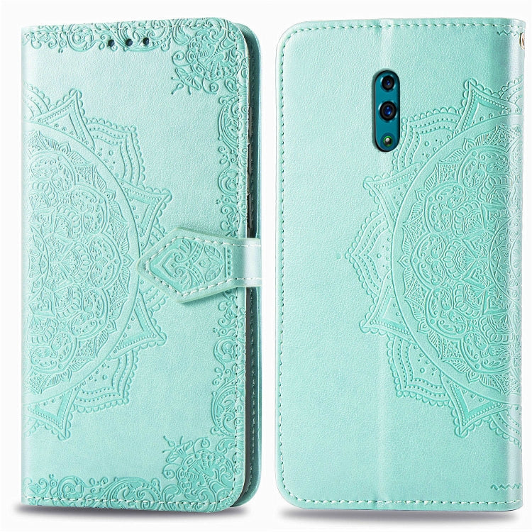 For OPPO Reno Embossed Mandala Pattern PC + TPU Horizontal Flip Leather Case with Holder & Card Slots