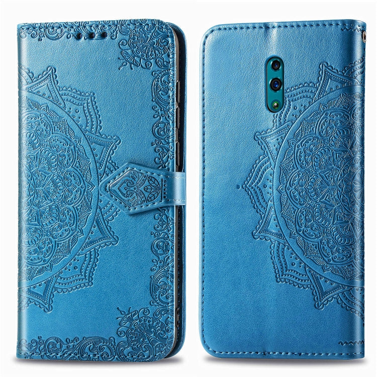 For OPPO Reno Embossed Mandala Pattern PC + TPU Horizontal Flip Leather Case with Holder & Card Slots