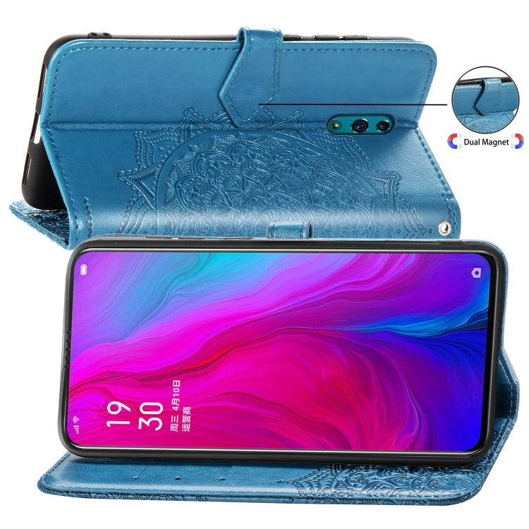 For OPPO Reno Embossed Mandala Pattern PC + TPU Horizontal Flip Leather Case with Holder & Card Slots
