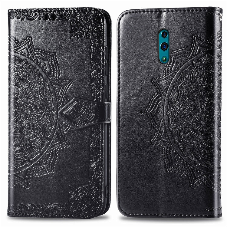 For OPPO Reno Embossed Mandala Pattern PC + TPU Horizontal Flip Leather Case with Holder & Card Slots