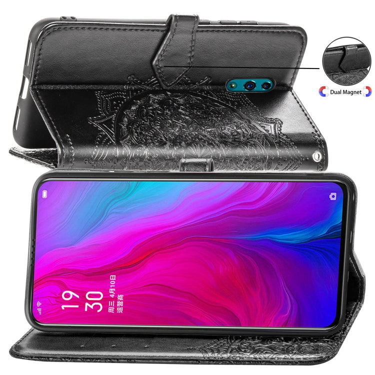 For OPPO Reno Embossed Mandala Pattern PC + TPU Horizontal Flip Leather Case with Holder & Card Slots
