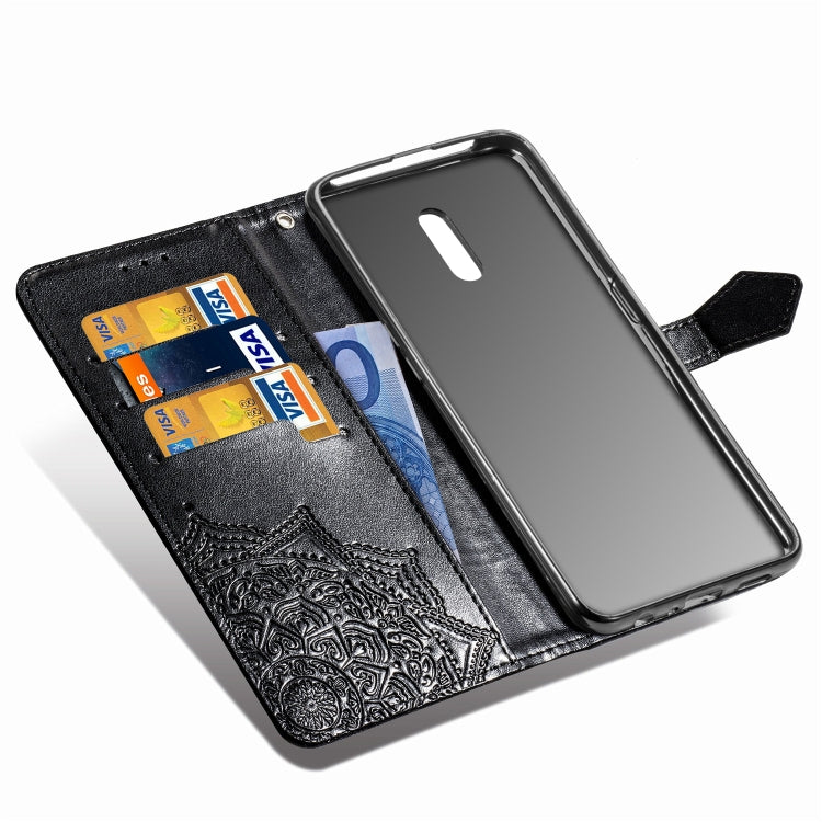 For OPPO Reno Embossed Mandala Pattern PC + TPU Horizontal Flip Leather Case with Holder & Card Slots