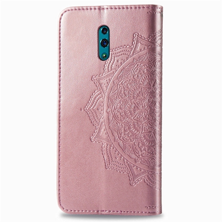 For OPPO Reno Embossed Mandala Pattern PC + TPU Horizontal Flip Leather Case with Holder & Card Slots