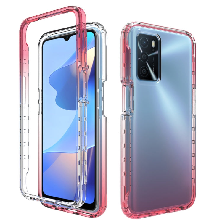 For OPPO A16 Shockproof High Transparency Two-color Gradual Change PC+TPU Candy Colors Phone Protective Case