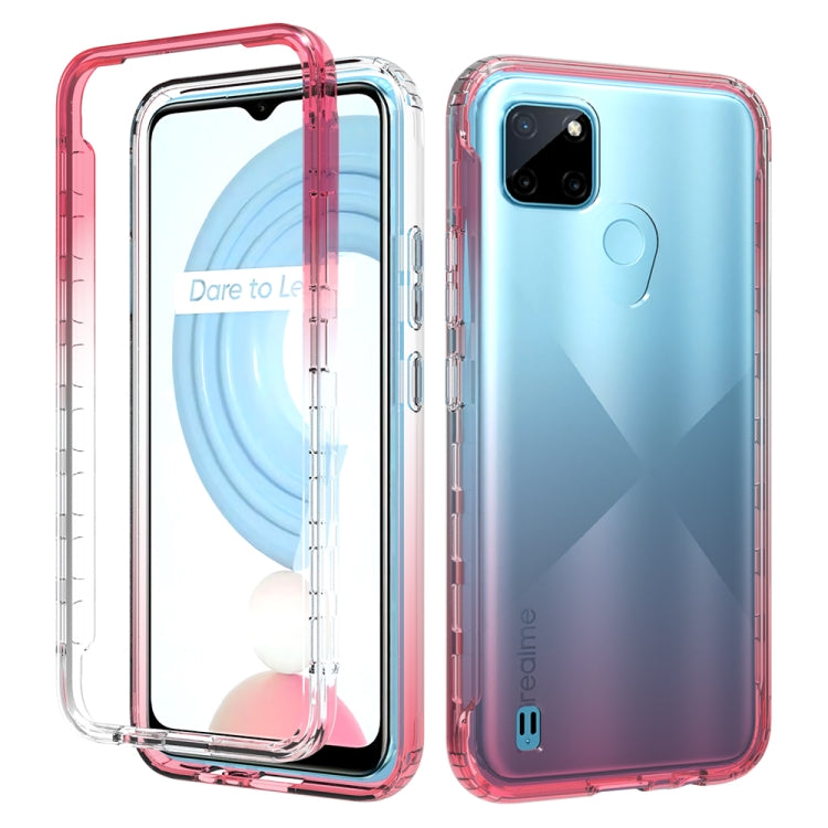 For OPPO Realme C21Y Shockproof High Transparency Two-color Gradual Change PC+TPU Candy Colors Phone Protective Case