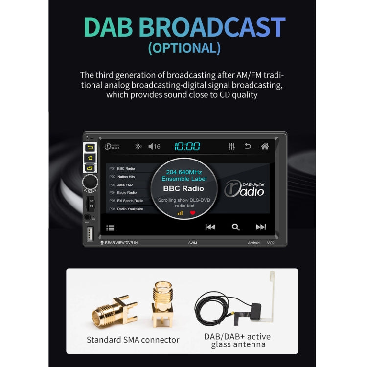 S-8802C 7 inch IPS Screen Car Android Player GPS Navigation Bluetooth Touch FM Radio CarPlay, Support Mirror Link & FM & WIFI & Steering Wheel Control