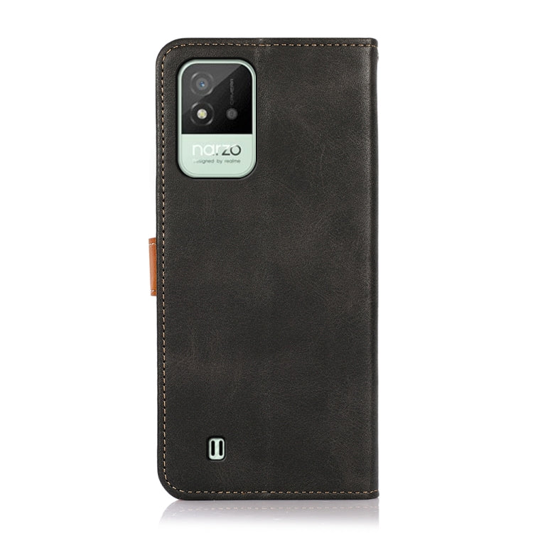 For OPPO Realme Narzo 50i KHAZNEH Dual-color Cowhide Texture Flip Leather Phone Case