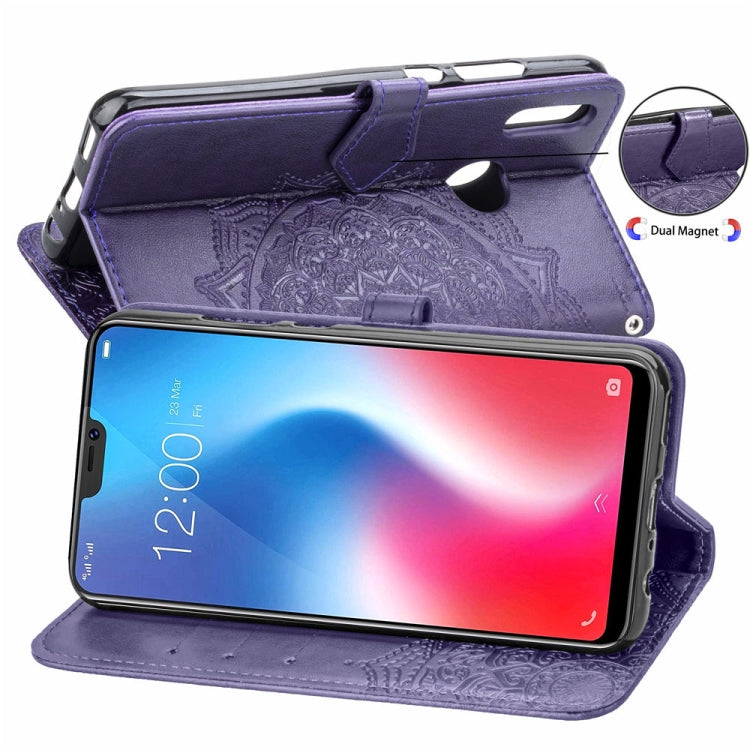 For Vivo V9 Embossed Mandala Pattern PC + TPU Horizontal Flip Leather Case with Holder & Card Slots