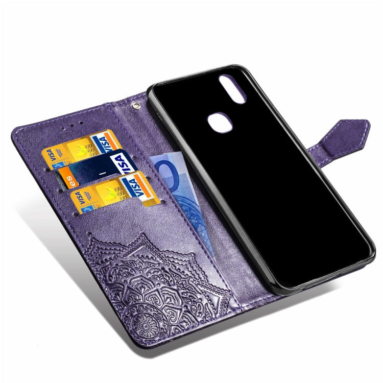 For Vivo V9 Embossed Mandala Pattern PC + TPU Horizontal Flip Leather Case with Holder & Card Slots