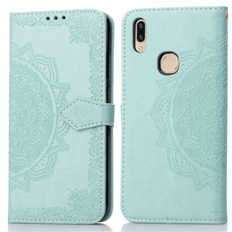 For Vivo V9 Embossed Mandala Pattern PC + TPU Horizontal Flip Leather Case with Holder & Card Slots
