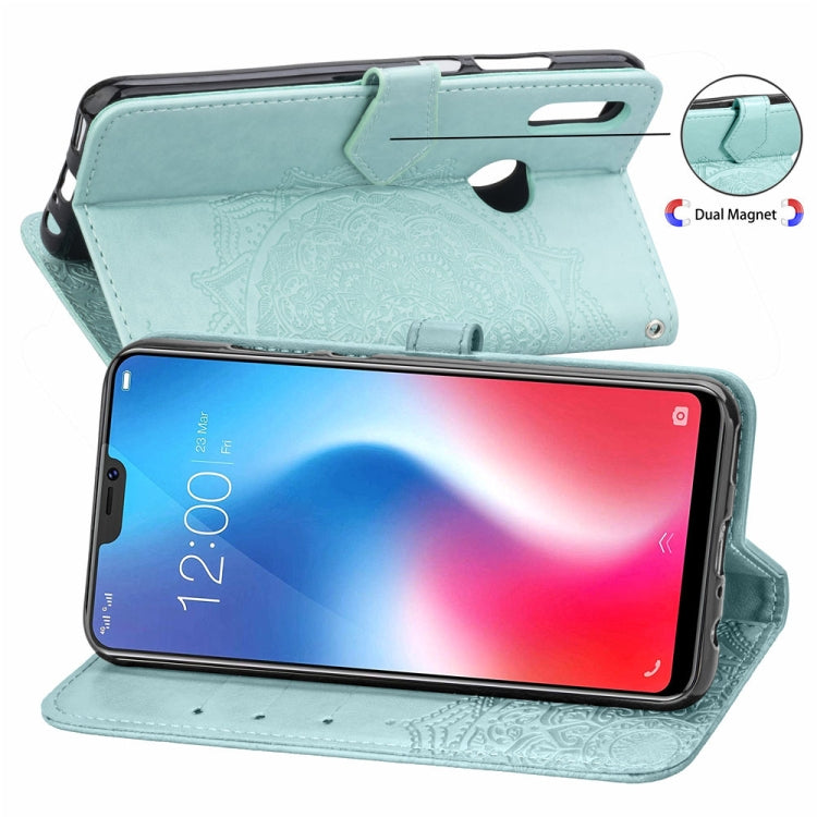 For Vivo V9 Embossed Mandala Pattern PC + TPU Horizontal Flip Leather Case with Holder & Card Slots