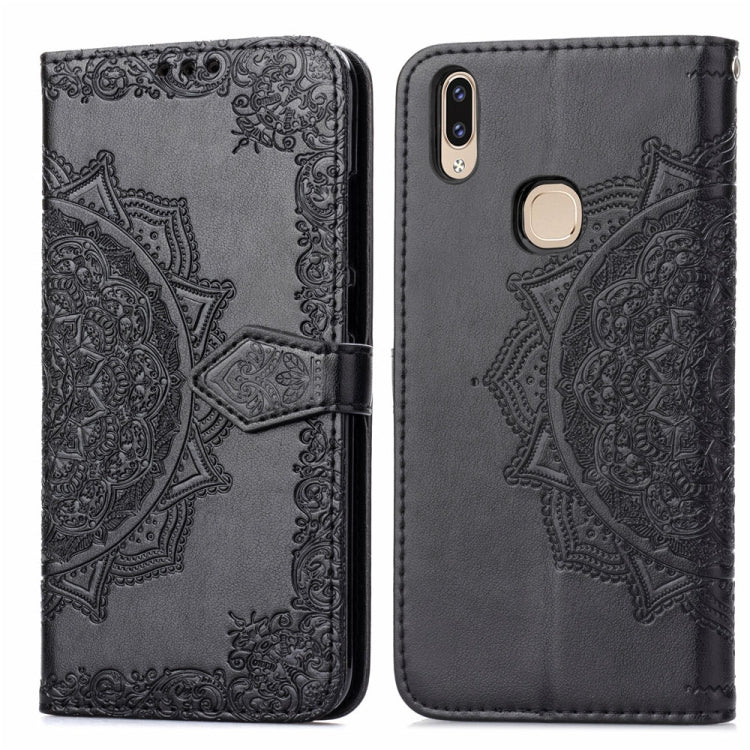 For Vivo V9 Embossed Mandala Pattern PC + TPU Horizontal Flip Leather Case with Holder & Card Slots