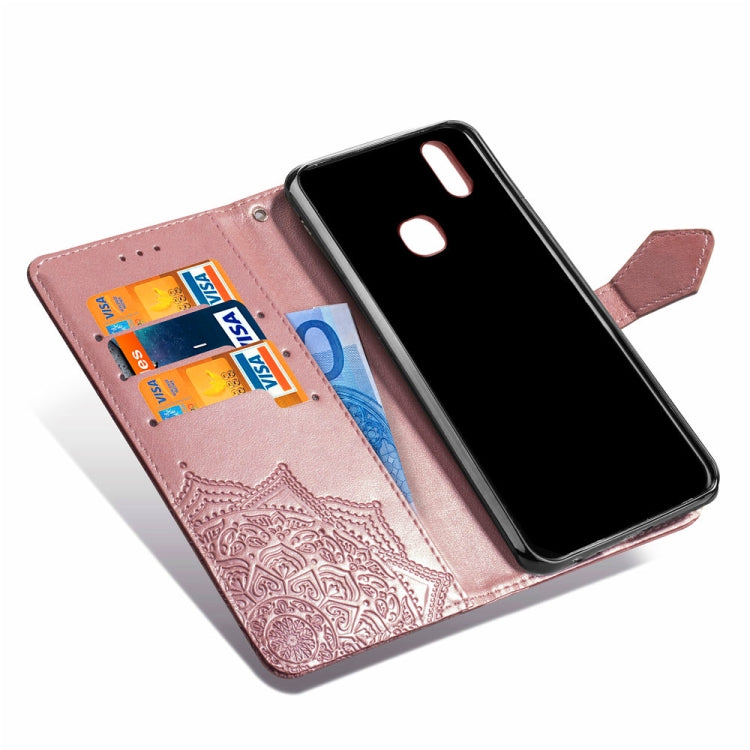 For Vivo V9 Embossed Mandala Pattern PC + TPU Horizontal Flip Leather Case with Holder & Card Slots