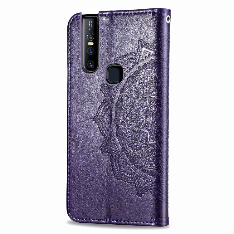 For Vivo V15 Embossed Mandala Pattern PC + TPU Horizontal Flip Leather Case with Holder & Card Slots