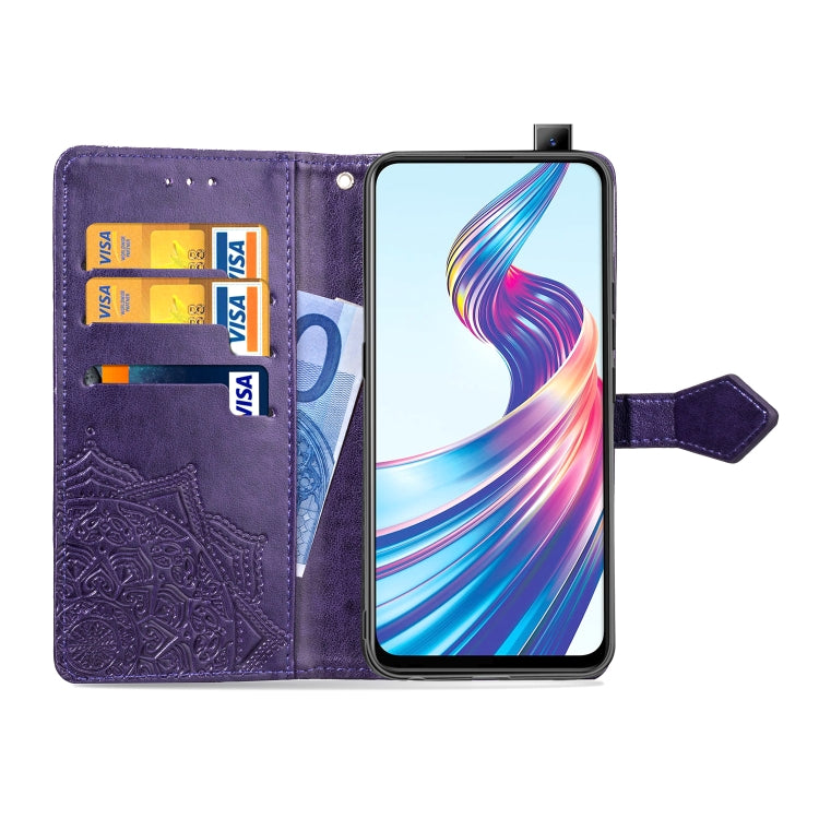 For Vivo V15 Embossed Mandala Pattern PC + TPU Horizontal Flip Leather Case with Holder & Card Slots