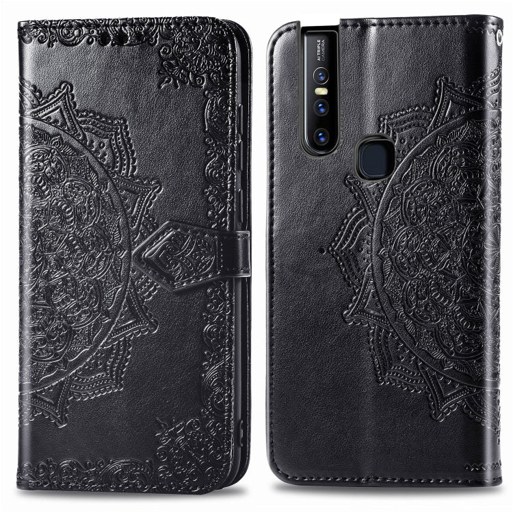 For Vivo V15 Embossed Mandala Pattern PC + TPU Horizontal Flip Leather Case with Holder & Card Slots