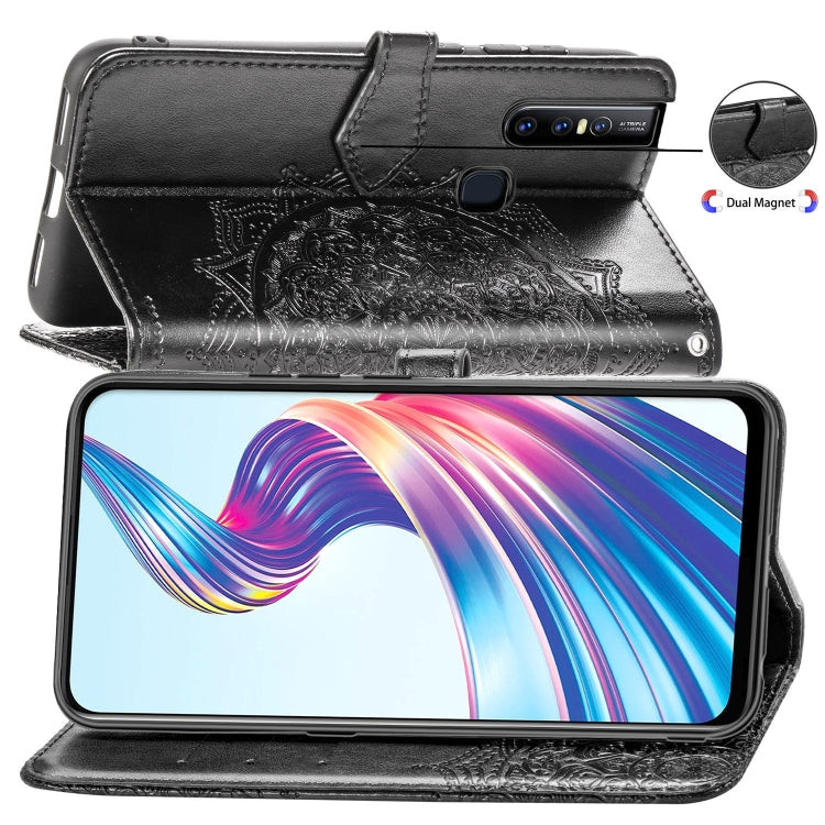 For Vivo V15 Embossed Mandala Pattern PC + TPU Horizontal Flip Leather Case with Holder & Card Slots