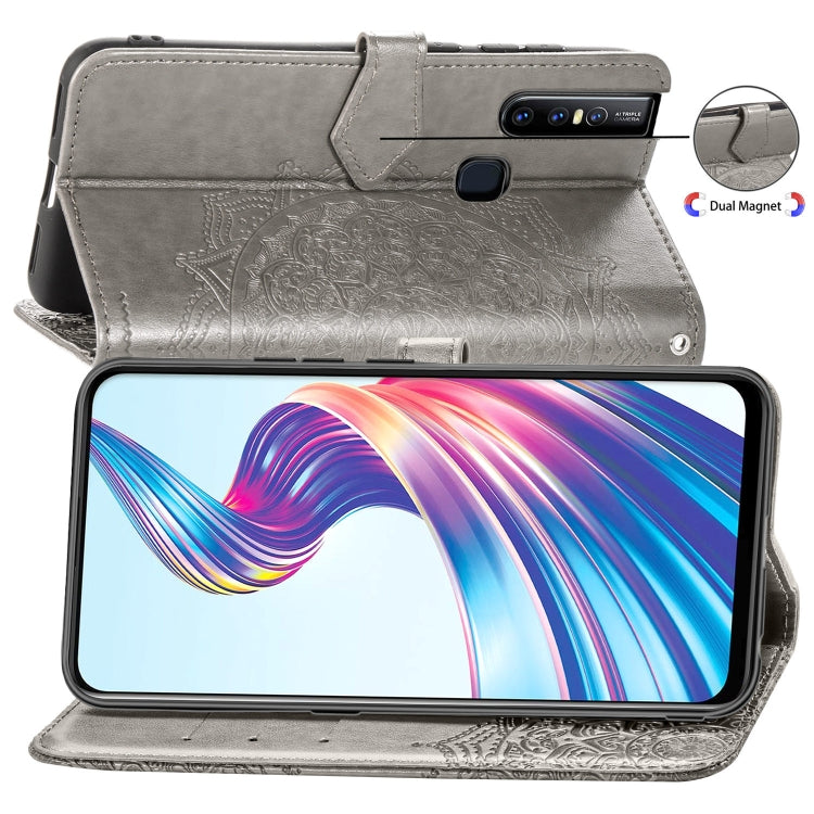 For Vivo V15 Embossed Mandala Pattern PC + TPU Horizontal Flip Leather Case with Holder & Card Slots