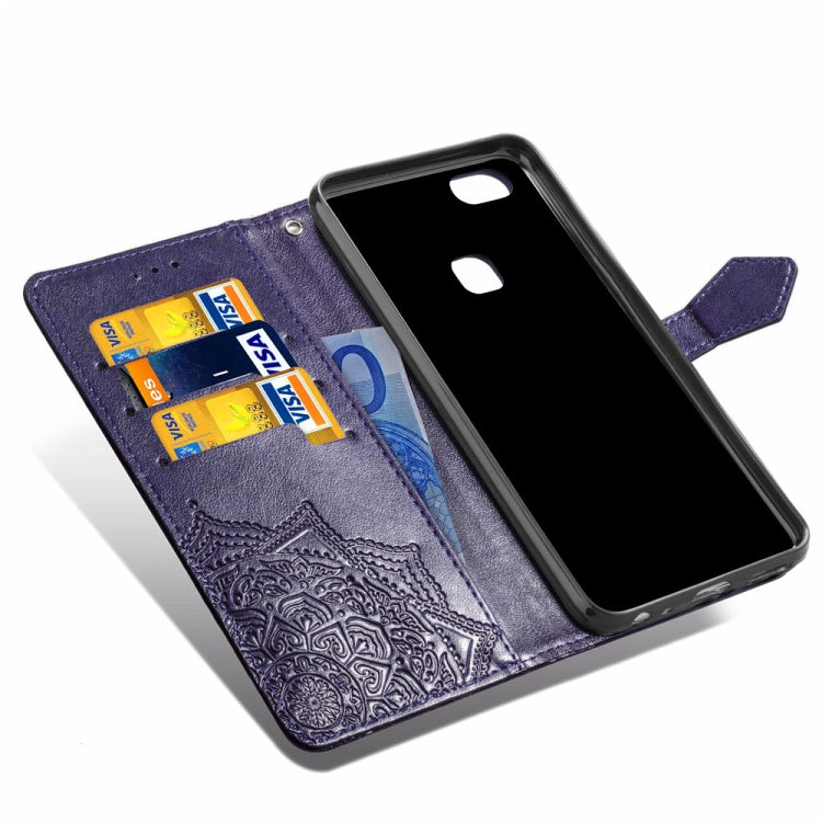 For Vivo Y83 Embossed Mandala Pattern PC + TPU Horizontal Flip Leather Case with Holder & Card Slots