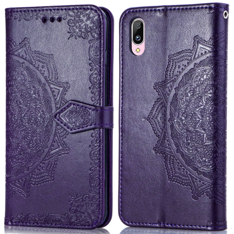 For Vivo Y93 Embossed Mandala Pattern PC + TPU Horizontal Flip Leather Case with Holder & Card Slots