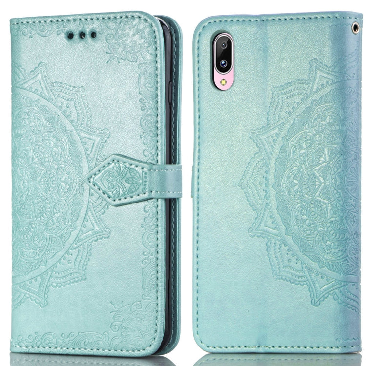 For Vivo Y93 Embossed Mandala Pattern PC + TPU Horizontal Flip Leather Case with Holder & Card Slots