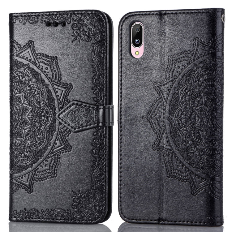 For Vivo Y93 Embossed Mandala Pattern PC + TPU Horizontal Flip Leather Case with Holder & Card Slots